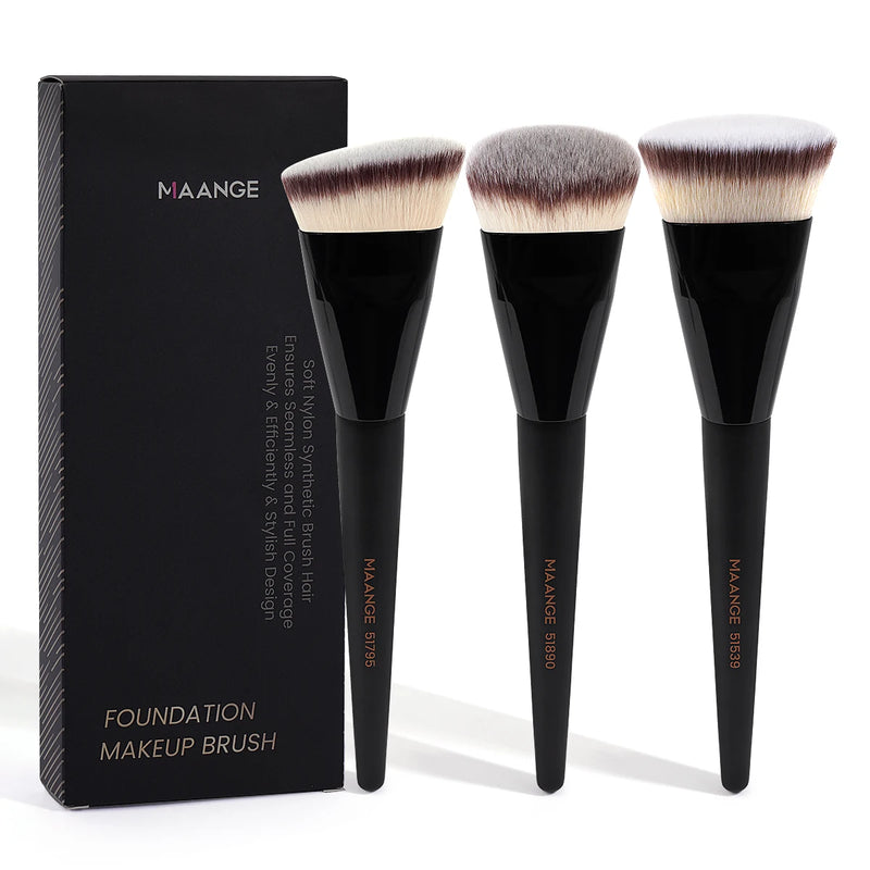 Conjunto de 3 Pincéis de Maquiagem, Ângulo, Redondo, Cabeça Plana