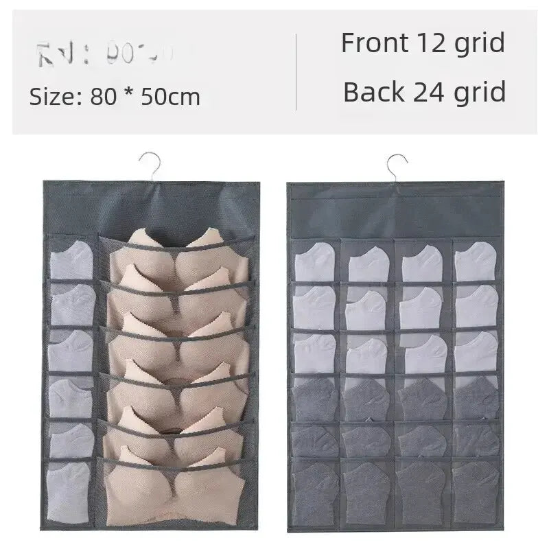 Bolsa de Armazenamento Suspenso de 2 lados para Roupa intimas, Meias, Sutias.