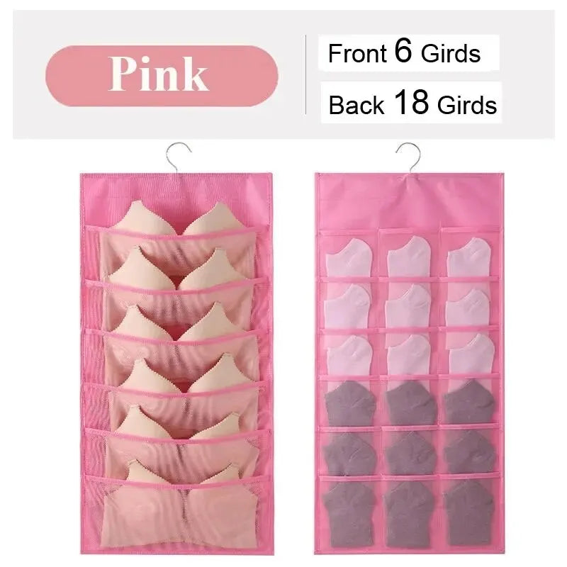 Bolsa de Armazenamento Suspenso de 2 lados para Roupa intimas, Meias, Sutias.