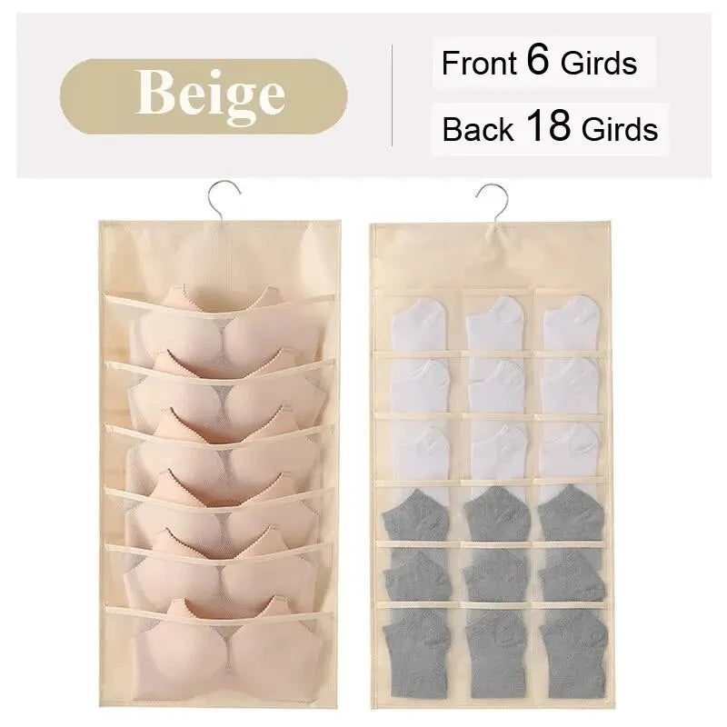 Bolsa de Armazenamento Suspenso de 2 lados para Roupa intimas, Meias, Sutias.