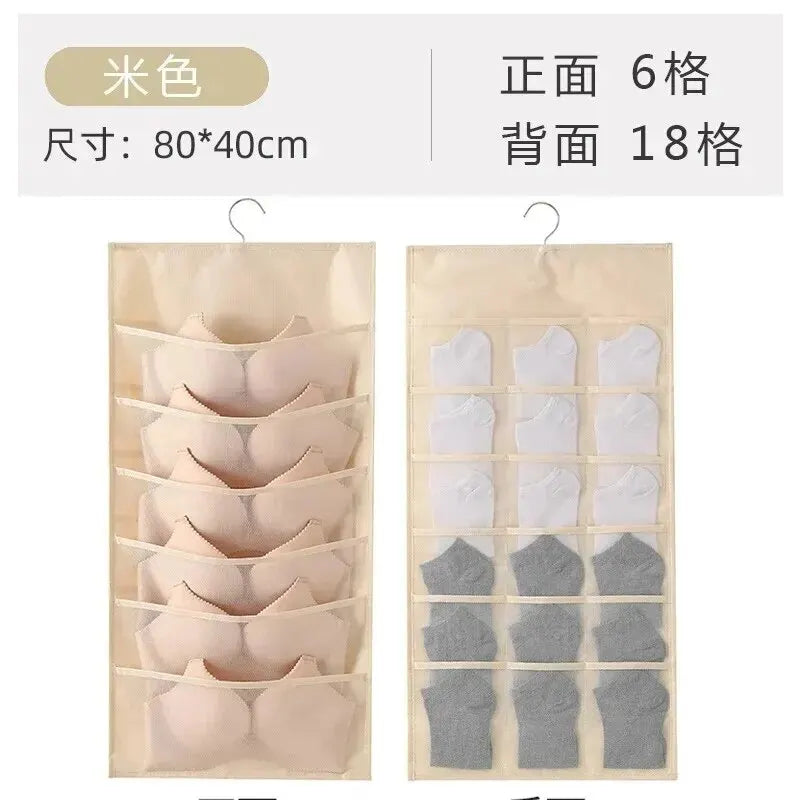 Bolsa de Armazenamento Suspenso de 2 lados para Roupa intimas, Meias, Sutias.