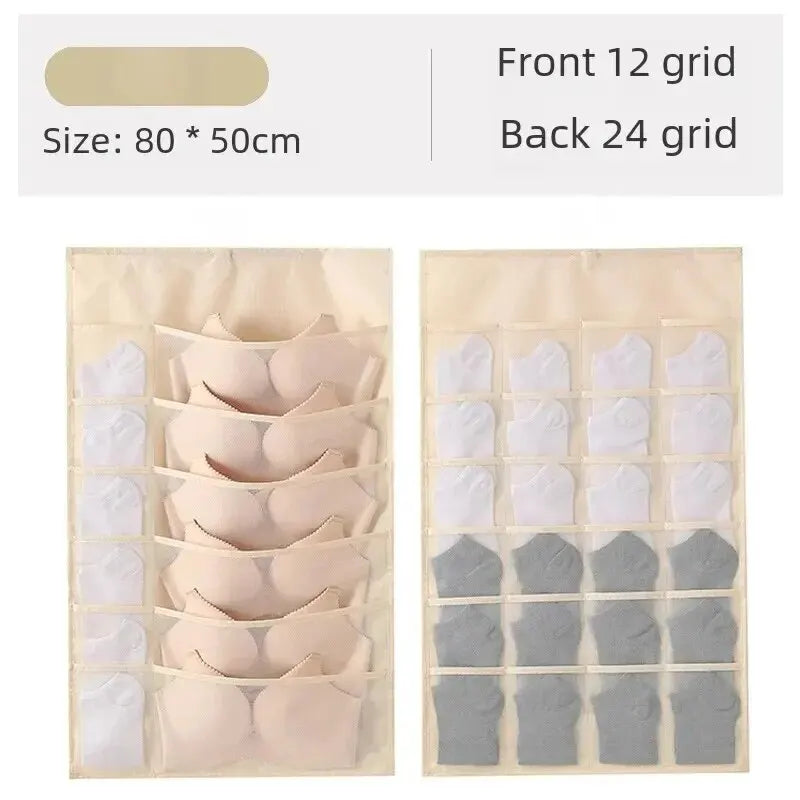 Bolsa de Armazenamento Suspenso de 2 lados para Roupa intimas, Meias, Sutias.