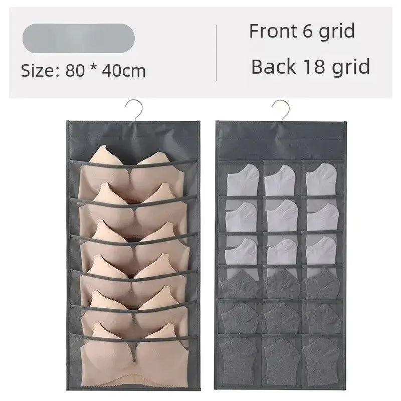 Bolsa de Armazenamento Suspenso de 2 lados para Roupa intimas, Meias, Sutias.