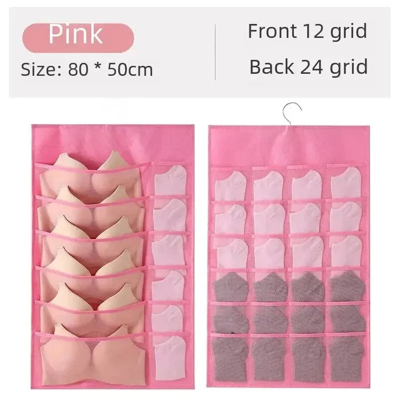 Bolsa de Armazenamento Suspenso de 2 lados para Roupa intimas, Meias, Sutias.